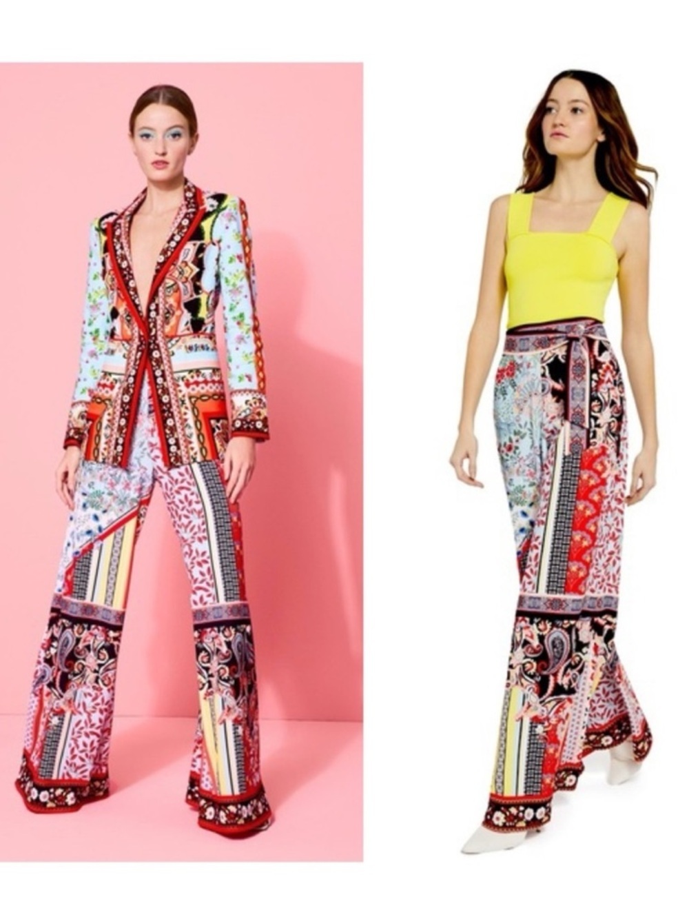Alice and Olivia Soraya Floral Printed Pants Wide Leg Hise Rise Tie Waist size 2